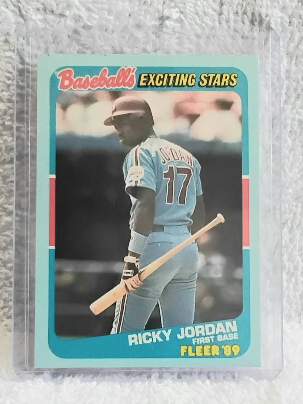 5/$20 Mint 1989 Fleer Ricky Jordan Baseball's Exciting Stars RC MLB Card 27!!